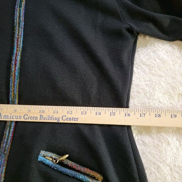 VTG Carole Little Wool Blend KnitJacket Dress Set Black With Multicolor Trim M - Picture 16 of 16